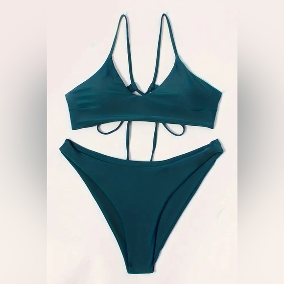 Other - Criss Cross Teal Green Strap Bikini 👙